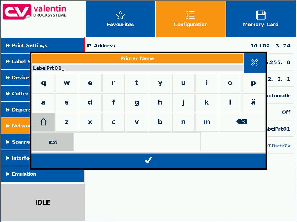 Display del touchscreen Vario III Selezione dalla lista Il valore attualmente selezionato viene visualizzato evidenziato in arancione. Per confermare la selezione, premere il tasto.