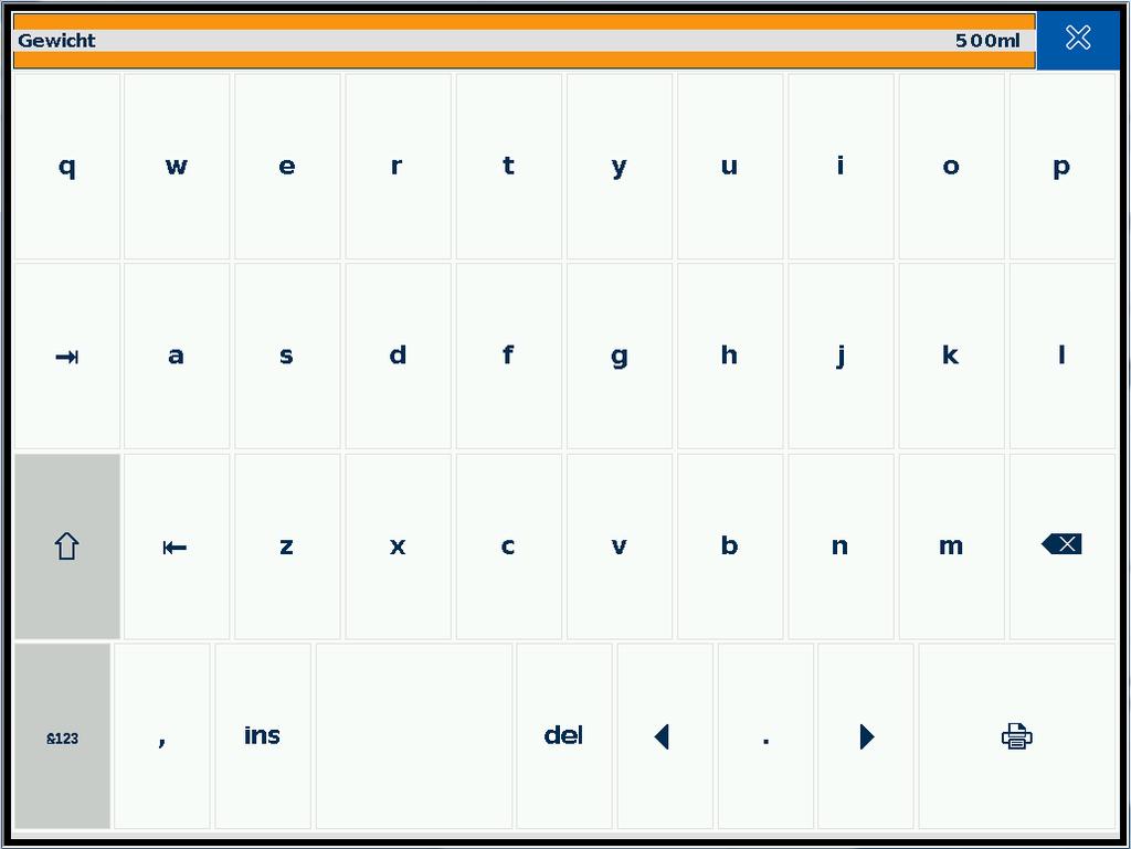 Display del touchscreen Vario III Immissione variabile Alla posizione del