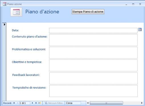 Dal menù Inserisci cliccare su Piano azione e compilare i campi della