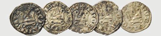 7315 LE CROCIATE-ATENE - Lotto di 5 denari tornesi di Guido de la Roche qbb 60 7324