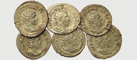 Otacilia e Filippo II - Lotto di 6 esemplari diversi BB SPL 120