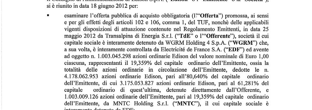 M.2 Comunicato dell Emittente ai sensi dell articolo 103, terzo comma, del TUF e dell