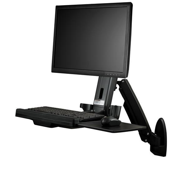 Stazione di Lavoro Sit Stand montabile a Parete - Single Monitor Product ID: WALLSTS1 Questa scrivania seduto/in piedi con montaggio a parete è l'ideale per gli ambienti che non dispongono di spazio