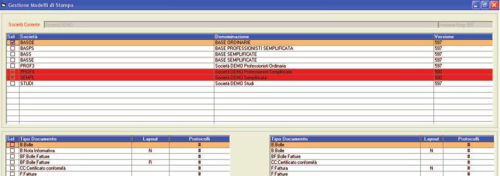 funzione per duplicare, inserire ed eliminare Modelli di Stampa presenti nella