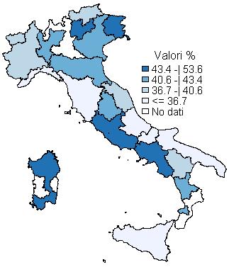 La provincia di mostra una percentuale di persone interpellate sul fumo significativamente più alta del valore regionale (range: 27 Ferrara - 48 ) e di quello del Pool 9 (41; range: 34 Sicilia - 54