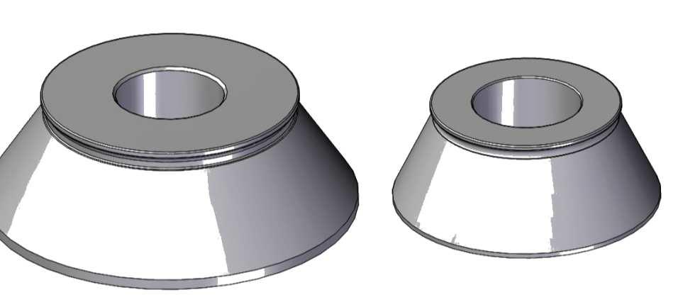 FCU Ø CORPO FLANGIA FACEPLATE Ø ATTACCO MACCHINA EQILIBRATRICE WHEEL BALANCER SHAFT 2001475 36x3 Ø28 mm 2001118 40x4 ISO 40 Mediante il dispositivo CF è possibile