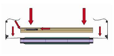 Lato tagliato - Cut side INSERIRE LE CARRUCOLE FINALI INSERT END PULLEYS Inserire a pressione le carrucole finali