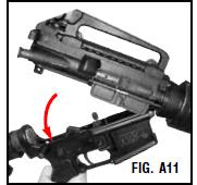 Smontaggio dell otturatore Far basculare la carcassa come indicato precedentemente (fig. A11). Arretrare la manetta di armamento e il gruppo otturatore (fig. A12).