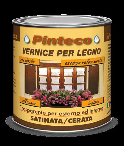 PINTECO PINTECO vernice di finitura trasparente per esterno: lucida, satinata ed opaca effetto cerato INODORE Pinteco è una vernice all acqua di finitura trasparente lucida, satinata o opaca,