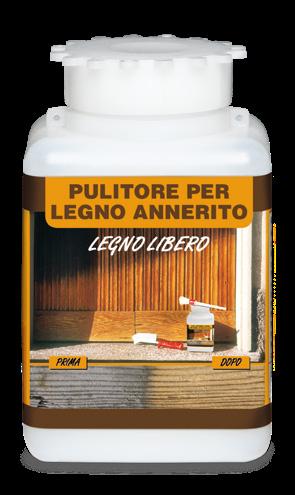 LEGNO LIBERO pulitore per legno annerito LEGNO LIBERO Legno Libero è un pulitore e rigenerante per legno annerito; è un prodotto di nuova concezione che riporta il legno annerito al suo aspetto