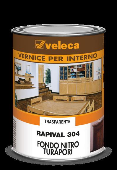 RAPIVAL 304 fondo nitro turapori trasparente RAPIVAL 304 Rapival 304 è un fondo turapori indicato per la verniciatura di base del legno grezzo (legno nuovo oppure legno vecchio pulito fino al grezzo)
