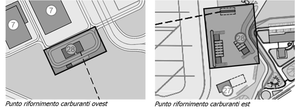 Figura 2-16 Strutture tecnologiche: punti di rifornimento carburanti airside In ambito airside si prevede inoltre la realizzazione di una stazione di rifornimento carburanti per i mezzi rampa in area