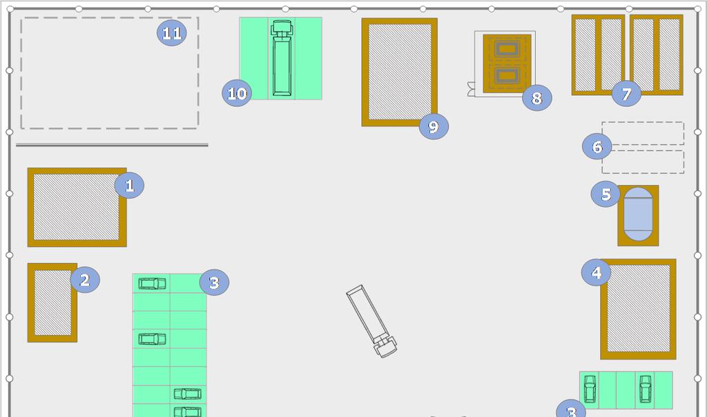 Figura 5-2 Layout tipologico cantiere logistico Le aree di cantiere potranno essere delimitate con una recinzione fissa lungo tutto il perimetro e per tutta la durata dei