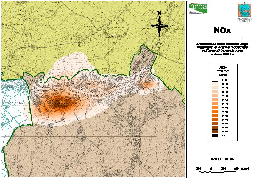 riguardanti la distribuzione al suolo di NOx (espressa come NO2), sia per quanto riguarda il valore medio