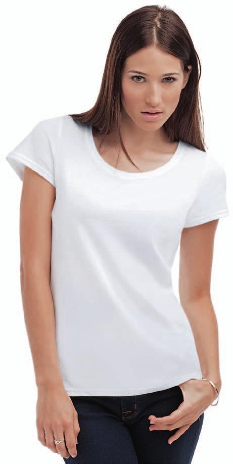 49 N1000 p. 10 N1100 T-Shirt girocollo Manica corta in single jersey. 100% Cotone ring-spun, taglio femminile con cuciture laterali.