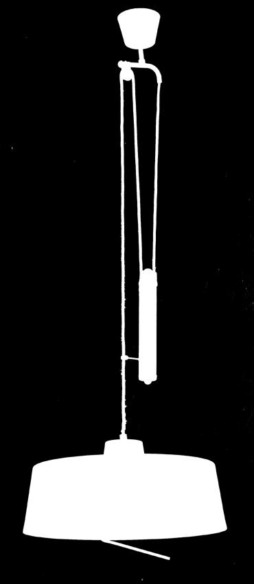 3059 STILNOVO Una lampada a sospensione a saliscendi, anni '50. Ottone, ghisa verniciata, alluminio laccato. Etichetta originale Stilnovo.