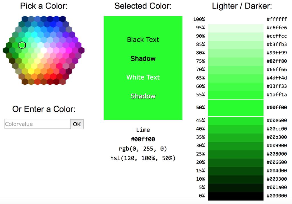 Strumenti per ottenere colori facilmente Nomi http://www.w3schools.com/colors/colors_names.asp Colori ordinati per esadecimale http://www.w3schools.com/colors/colors_hex.