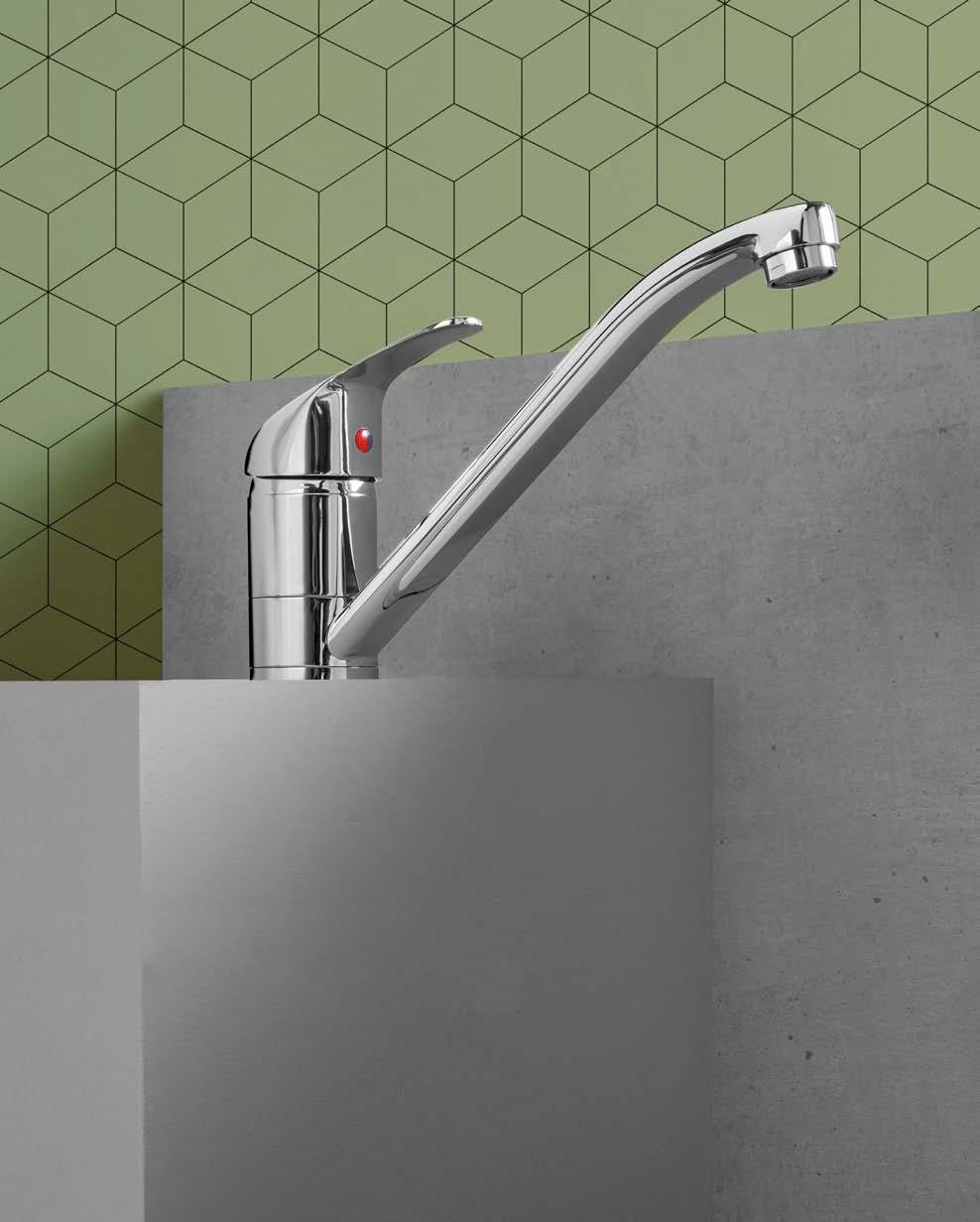 Single lever sink mixer with long swivel spout, connection