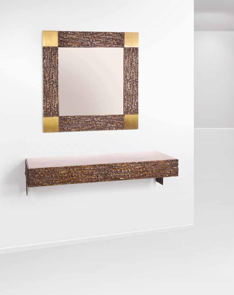 292 Luciano Frigerio Specchiera con cornice in bronzo mod. Juanita Prod. Frigerio, Italia, 1970 ca. cm 73x73 E 1.200-1.