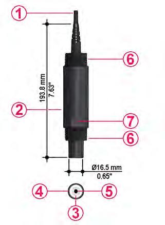 DIMENSIONI DATI PER L'ORDINE Codice PH870CDTC PH870CDTCHM PH870CDTCLC PH870CDTCHF Descrizione/ nome Elettrodo per ph in Ryton, a superficie piatta e doppia giunzione con Pt1000 Elettrodo per ph in