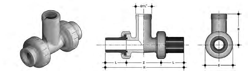 INSTALLAZIONE SU TUBI IN PE Raccordi a T in PVC serie ISO (attacchi in PE per elettrofusione o saldatura testa a testa - PN10) Codice DN/ dimensioni d/r O-ring Corpo H Z L B E Lunghezza sensore