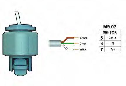 COLLEGAMENTI ELETTRICI Collegamenti elettrici sensore F3.10 IP68 Collegamenti elettrici ad altri indicatori M9.00 M9.50 M9.03 M9.07 M9.08 M9.10 GND 7 30 30 16 16 16 37 FREQ.