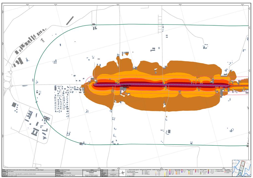 4.10.7 Mappe di conflitto in termini degli indicatori L Aeq,di e L Aeq,notte Queste carte sono state prodotte espressamente per permettere una migliore elaborazione del piano d azione.