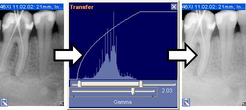 Esempio di schermata Spostare il cursore verso destra. L'andamento della funzione "Trasferimento" mostra una curva verso l'alto. Il valore visualizzato diventa più grande (immagine esempio 2.03).