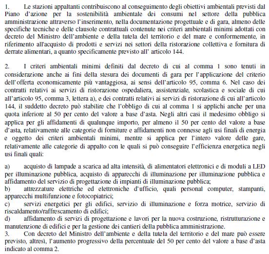 L obbligo dei CAM nel NUOVO codice degli appalti pubblici in cui sono ricompresi tutti i prodotti da