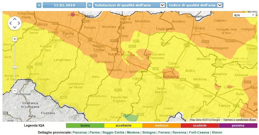 QUALITA' DELL'ARIA DELLA PROVINCIA A CONFRONTO CON LA QUALITA' DELL'ARIA DI FINALE Qualità dell'aria nel Comune di Finale Emilia basato sui valori