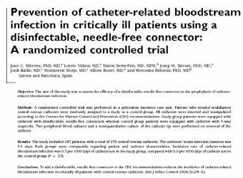 needleless connector. J Hosp Infect. 2007 Mar;65(3):212-8.