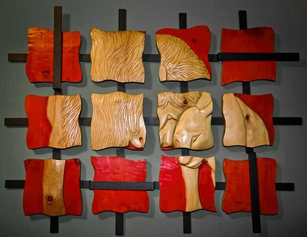 Awareness 2014 - legno di cirmolo, colore acrilico, acciaio cm 100 x 135 x 7