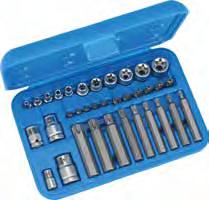 1076 8 cacciaviti Torx T8-T40-4 chiavi poligonali piatte E6-E24 7 bussole da 1/4 E4-E11-7 bussole esagonali da 1/2 E12-E24 12 chiavi a brugola Torx T8-T60-2 bussole portainserti 1/4 + 1/2 35 inserti