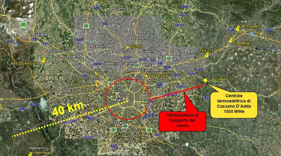 Descrizione dello studio 4 Valutazione del potenziale di recupero del calore di scarto industriale nella regione del possibile collegamento A2A fra le città di Cassano d Adda e la rete di Milano.