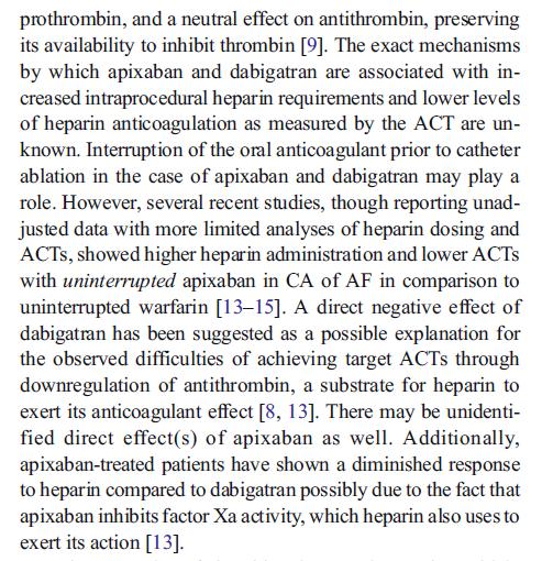 Effect of pre-procedural interrupted apixaban on heparin anticoagulation