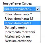 Impostazioni colore in Fiery Command WorkStation 6 ImageViewer Curves consente agli utenti di applicare le curve di colore sulla base di ogni singolo