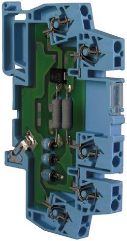 Yellow / Line DEHNconnect, tipo DCO RK MD EX 24 Protezione compatta Per circuiti di misura a sicurezza intrinseca Capacità di scarica 10 ka (8/20) Larghezza di soli 6 mm Parametri elettrici U i = U c