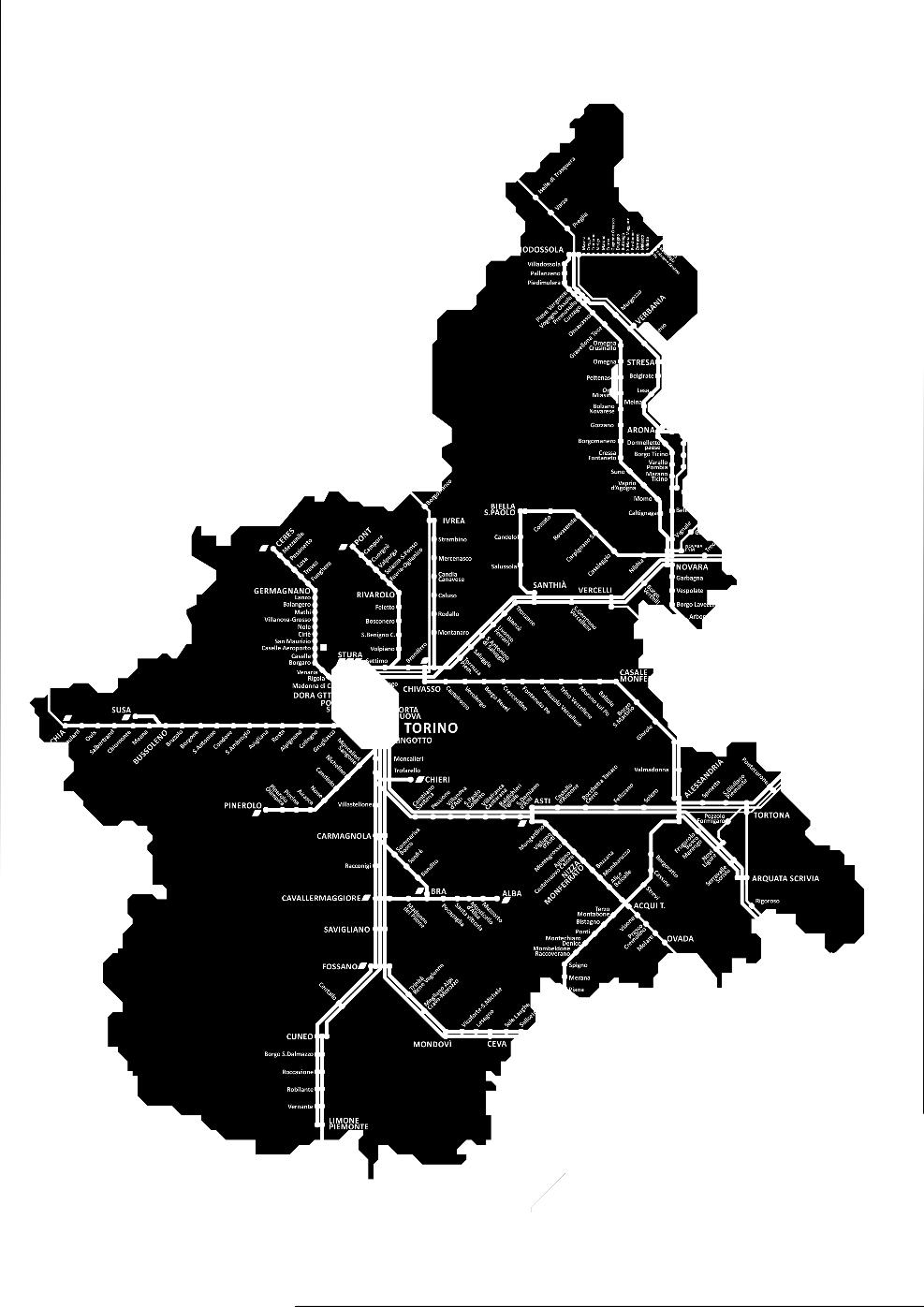 L SFR è complementare e coordinato al Servizio Ferroviario Metropolitano [SFM] L SFR è caranerizzato da due classi di servizio: Treni Regionali Veloci connenono i principali centri del Piemonte e i