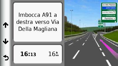 cambio di corsia o di altre manovre. L'anteprima include la distanza dalla svolta o dalla manovra e la corsia da percorrere, se disponibile.