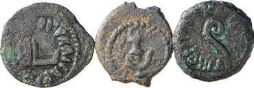 198 199 200 GIUDEA - Zecca di Gerusalemme 198 LOTTO DI 3 ESEMPLARI - ERODE I (37-4 a.c.) LEPTON D/Ancora R/Due cornucopie ed un caduceo - Ae - Sng.