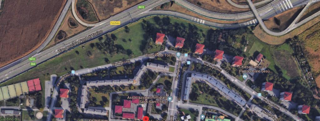Vista aerea del sito Collocazione intervento - dettaglio Il sito si colloca nel quartiere della Falchera, al confine