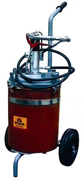 POMPA PNEUMATICA SERBATOIO 0 KG PER GRASSO 54000 ITALIANO DESCRIZIONE Unità mobile completa di filtro di aspirazione e disco pressatore per grasso.