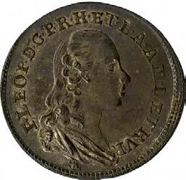 175. Paolo, 1783 Argento 916 mill. g 2,66 mm 23,97 inv. SSBAR 575422 D/ P.LEOP.D.G.P.R.H.ET.B.A.A.M.D.ETRVR Busto del granduca drappeggiato a d.