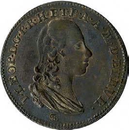 182. Paolo, 1783 Argento 916 mill. g 2,61 mm 24,16 inv. SSBAR 575426 D/ P.LEOP.D.G.P.R.H.ET.B.A.A.M.D.ETRVR. Busto del granduca drappeggiato a d.