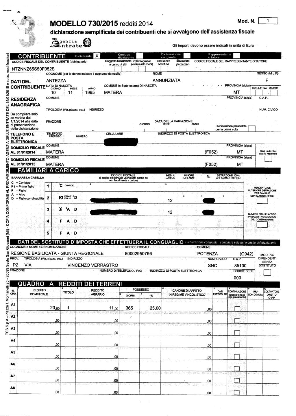 MODELLO 70/05 reddt04 Md. N. dcharane semplfcata de cntrbuent che s aalgn dellassstena fscale " CONTRBUENTE Gl mprt devn essere ndcat n untà d Eur D h t Crugc Dcharacnc Rappresentante.