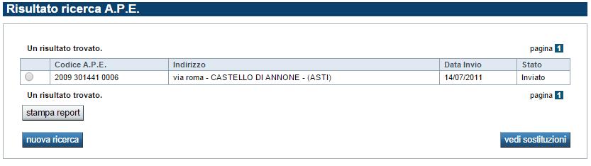 Per poter visualizzare l'ape originale è necessario cliccare il pulsante invio APE ; il sistema provvederà ad inviare una mail all'indirizzo indicato che conterrà l'ape originale e la ricevuta di