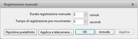 Gestine di un sit Registrazine manuale Quand si attiva la registrazine manuale in un'image panel, si sta dicend alla telecamera di registrare al di furi della sua prgrammazine della registrazine.