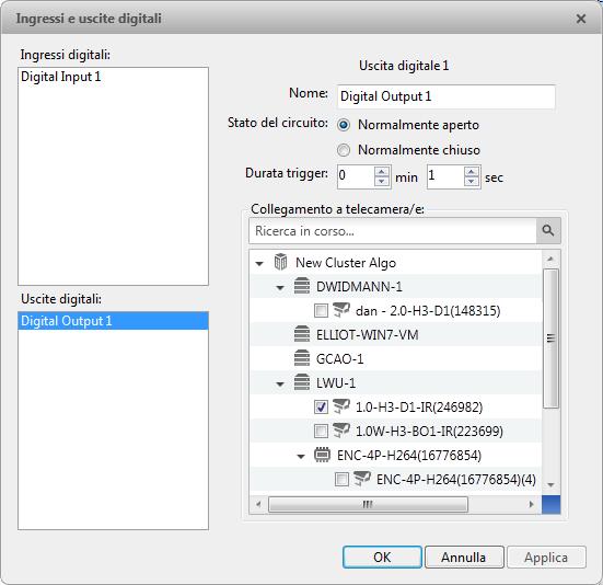 Avigiln Cntrl Center Standard Figura A. Finestra di dialg ingressi e uscite digitali: Impstazini delle uscite digitali 3. Inserire un nme per l'uscita digitale. 4.