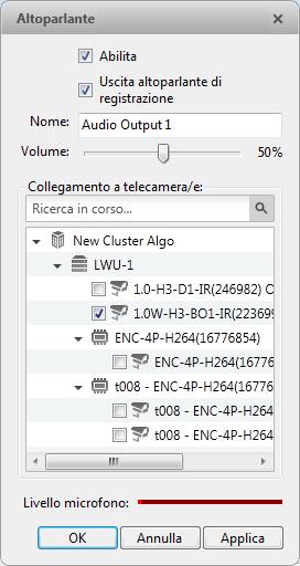 Gestine di un sit 2. Figura A. Finestra di dialg Altparlante 3. Selezinare la casella di cntrll Attiva per attivare la diffusine dell'audi.