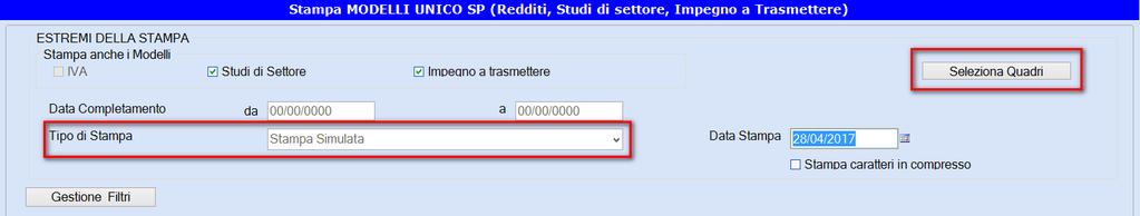 Il Tipo di Stampa deve essere impostato a Stampa Simulata.